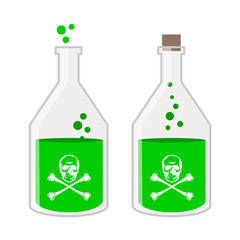 Poison bottle with skull cartoon illustration vector