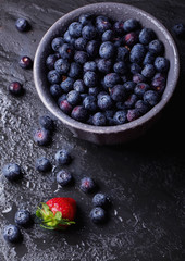 Blueberries, dark rustic style