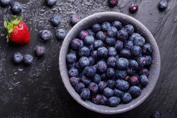 Blueberries, dark rustic style