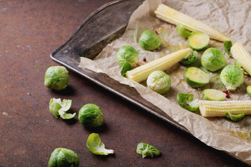 Mini Vegetables brussels cabbage and corn