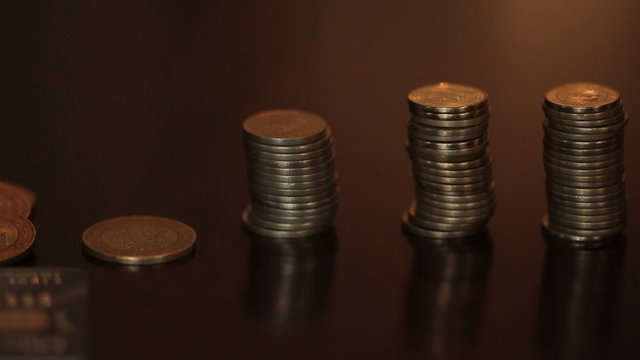 Turkish lira and other coins close up footage
