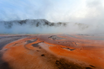 Sunset Grand Prismatic basin, Yellowstone, Wyoming, United States of America