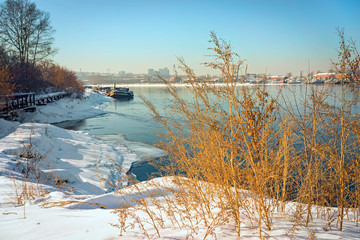 Angara River at Irkutsk city at winter