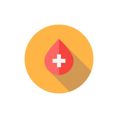 A drop of blood in a flat style icon with long shadow illustration