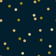 Gold polka dot. Fabric, wallpaper, vector.Seamless pattern .