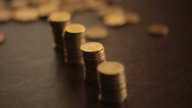 Turkish lira and other coins close up footage
