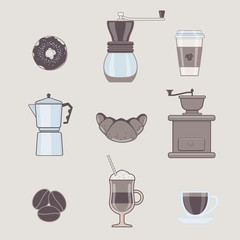 Set of Coffee Types and Coffee Accessories 