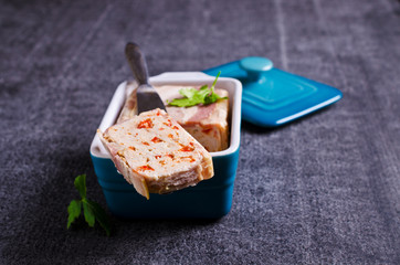Meat terrine with bacon