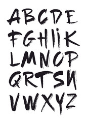 Hand drawn alphabet in retro style. ABC for your design. Letters of the alphabet written with a brush.