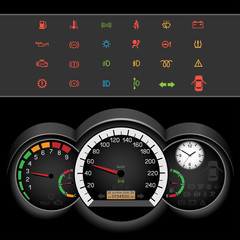 Fototapeta premium car speedometer night panel