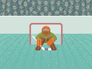 Fototapeta premium Ice Hockey Goalkeeper - Pixel Art Illustration