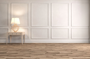 console table in a classic living room interior. 3D illustration