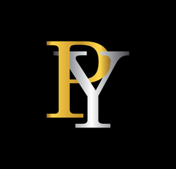 PY initial letter with gold and silver