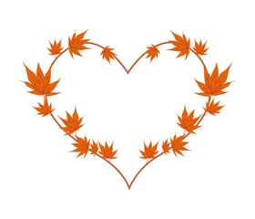 Orange Maple Leaves in A Heart Shape