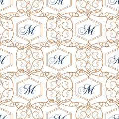 Flourish seamless pattern. Modern retro monogram vector illustration. Suitable for package design, wrapping paper, textile.