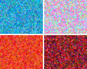 Vector set of abstract low polygon backgrounds. Vector set of abstract low polygon backgrounds. Mosaic triangular backdrops in bright colors. 