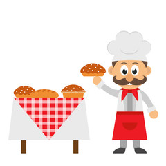 bakery chef and table