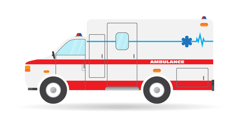 Vector flat ambulance vehicle illustration car emergency auto icon