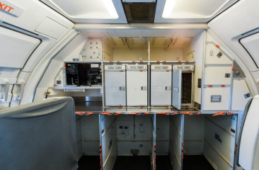 Ukraine, Borispol. The interior of the plane, compartment service.