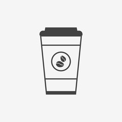 Disposable coffee cup monochrome icon. Coffee takeaway.