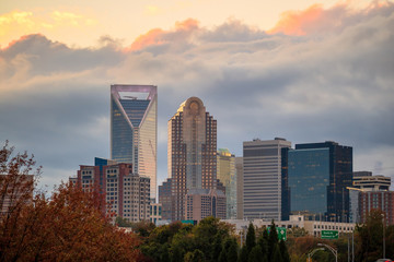 Obraz premium Skyline of downtown Charlotte in north carolina