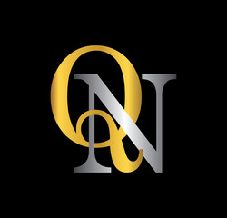 QN initial letter with gold and silver