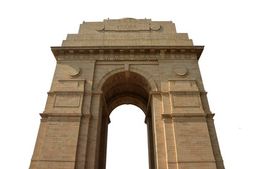 The India Gate, Delhi, India Isolated on White Background (India Gate is a war memorial for 82,000 soldiers of the undivided Indian Army who died in the period 1914–21 in the First World War.)