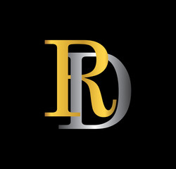 RD initial letter with gold and silver