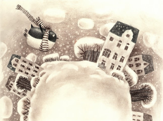 Cute Cartoon Flying Penguin