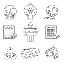 Lottery line icons set