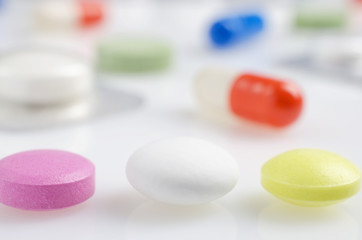 Colored medicine tablets