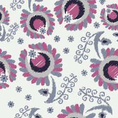 Ethnic boho seamless pattern with flowers. Print. Repeating background. Print. Cloth design, wallpaper.