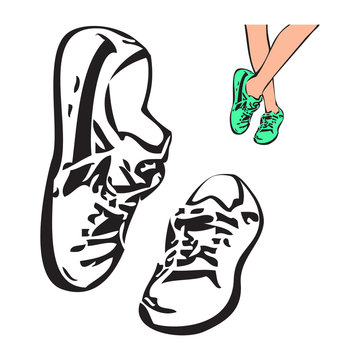 Sneakers shoes vector sketch drawing illustration
