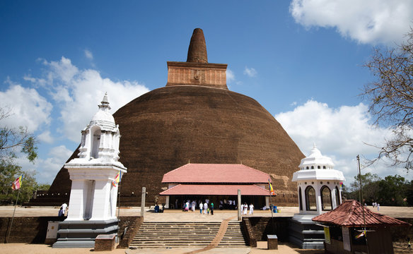 View of big Stupa the Abhayagiri Dagaba in Sri Lanka