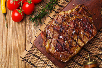 Grilled beef steak with spices.