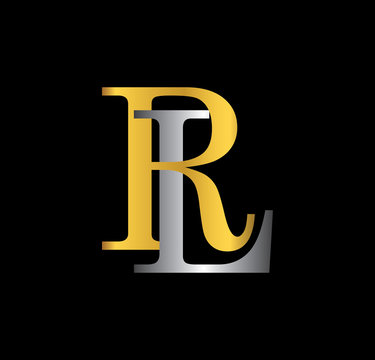 RL initial letter with gold and silver