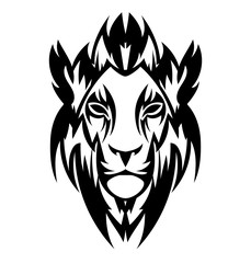 Lion's Head in the form of a stylized tattoo