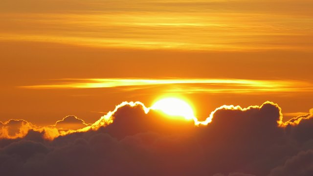 Footage Clouds Sun Covering Beautiful Weather Sky Orange Fluffy Nature Sunlight Sunset 4K Dramatic Moody Soft
