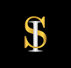 SI initial letter with gold and silver