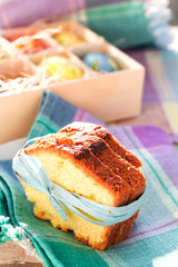 homemade plumcake in outdoor scene