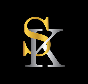 SK initial letter with gold and silver Stock Vector | Adobe Stock