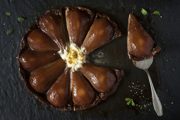 Pear and liqueur tarte tatin
