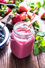Well being and weight loss concept, berry smoothie.