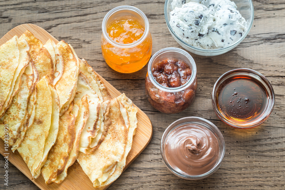 Poster Crepes with different options of toppings