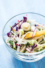 Fresh super food salad with mango