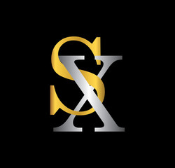 SX initial letter with gold and silver