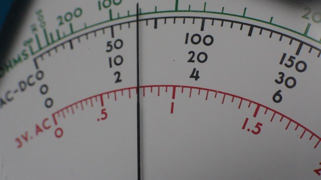 Close up of reading electricity with a volt meter