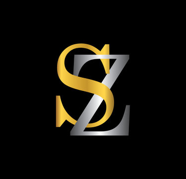 SZ initial letter with gold and silver