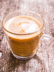 Glass of hot coffee