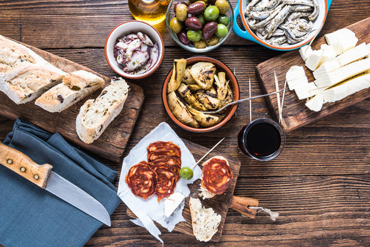 Traditional tapas served for share with friends